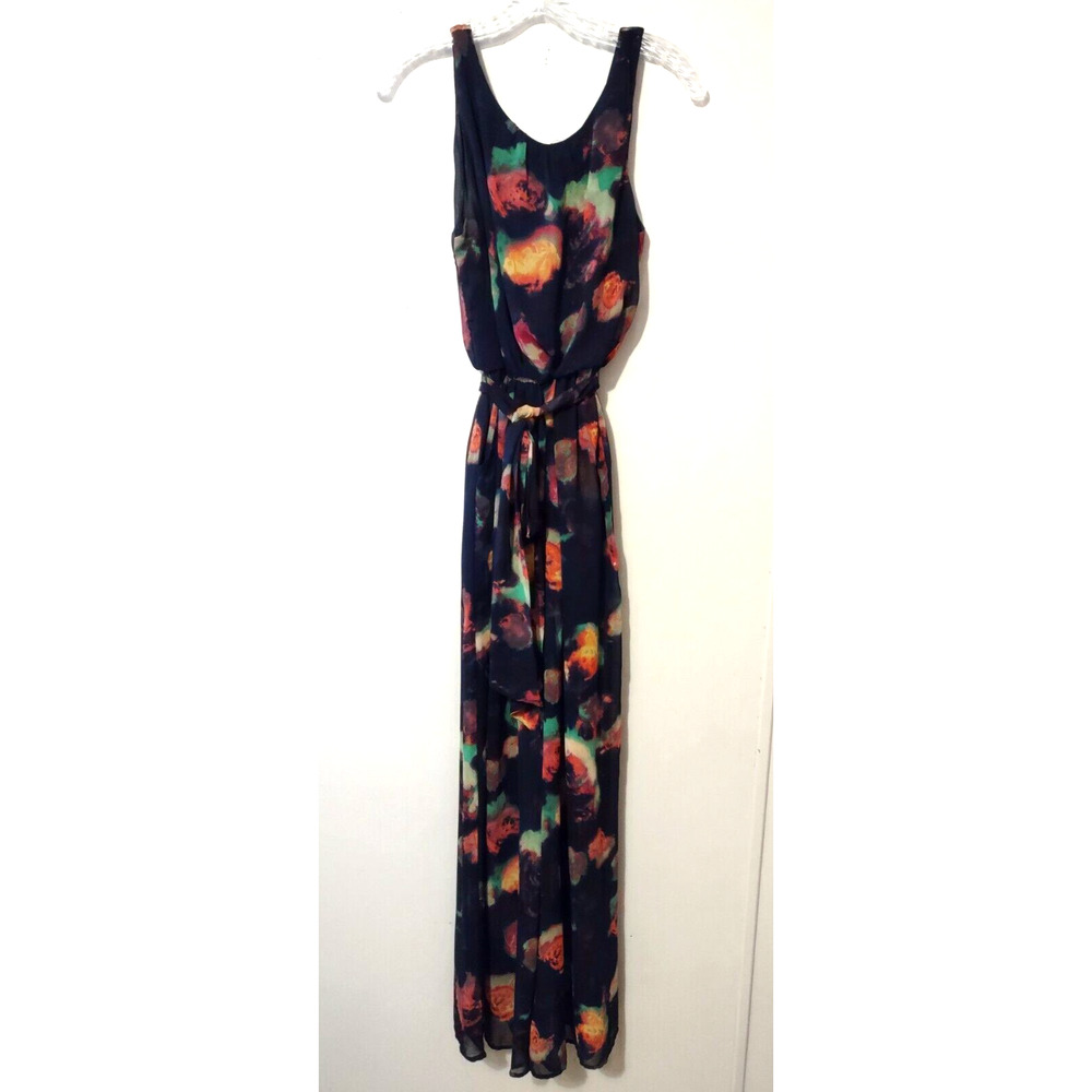 ASTR Navy Floral Sleeveless Jumpsuit Size Medium